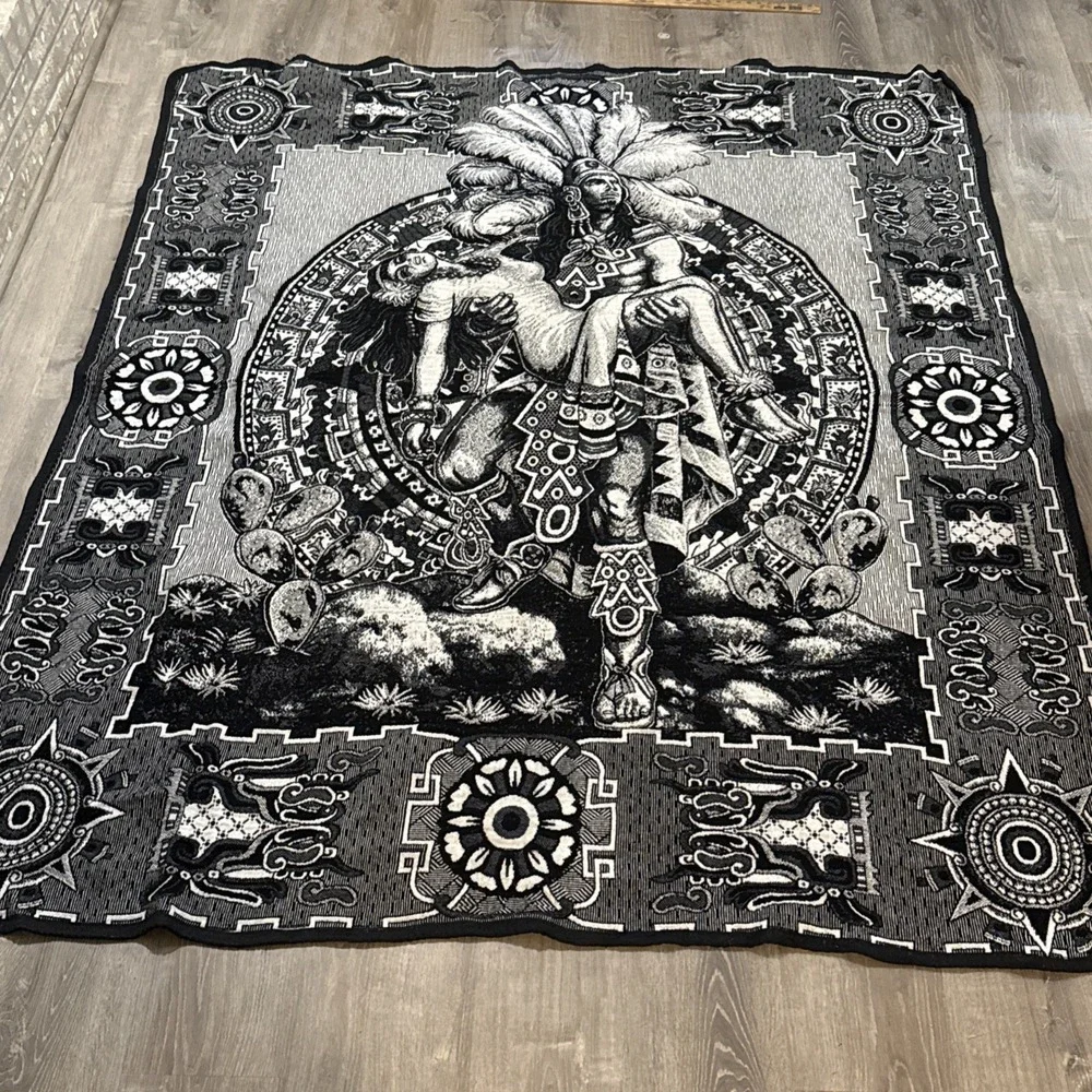 Aztec Warrior  Blanket Original From Mexico  74